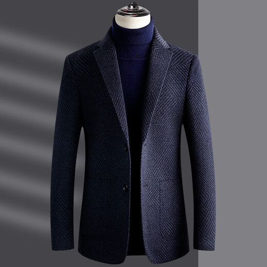 Hengyuanxiang double-sided woolen suit men's jacket high-end casual woolen suit upper 8085 blue M 170