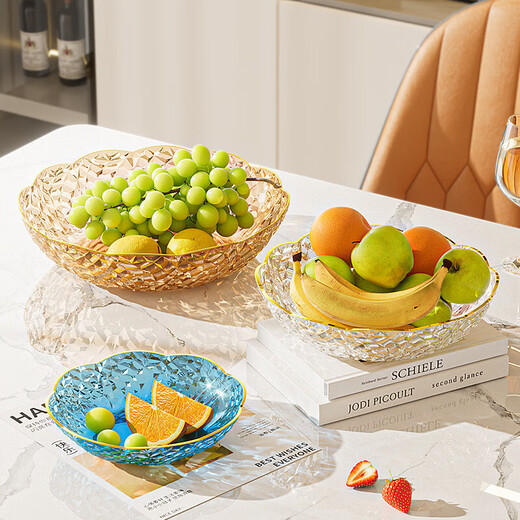 Internet celebrity fruit plate light luxury flower shape transparent Chinese plate home living room coffee table candy snack plate snack plate fruit bowl white large size