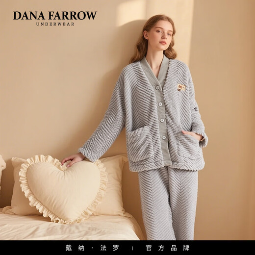 DANA FARROW flannel couple pajamas autumn and winter thickened warm coral velvet female cartoon winter men's home wear suit female 7820 M female model 80-95Jin Jin equals 0.5 kg