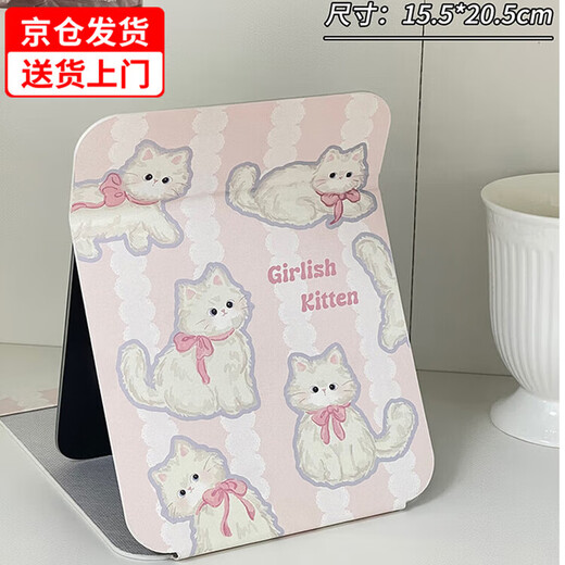Mirror makeup mirror dormitory foldable mirror desktop makeup mirror portable high-definition beauty mirror student makeup desktop cute cat large soft bread mirror