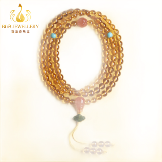 Lihu Natural Collection Grade Citrine Bracelet for Men and Women Zhengjue 108 Rosary Beads Bracelet Necklace Dual-Purpose Citrine