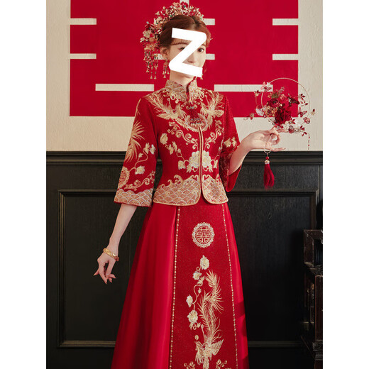 Vnxifm Xiuhe clothing bride 2025 new Chinese wedding dress wedding dress new style going out dress toast dress show kimono slim fit 827 M