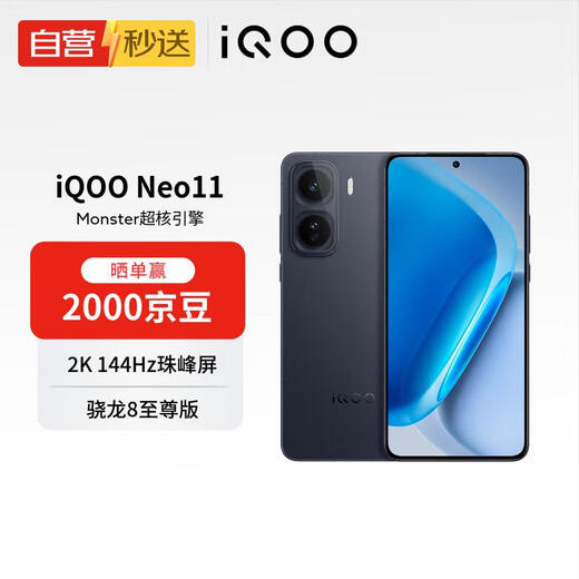 Vivo iQOO Neo11 16GB+512GB Shadow Black 2K 144Hz Everest Screen Snapdragon 8 Extreme Edition Self-operated gaming e-sports phone for students delivered instantly