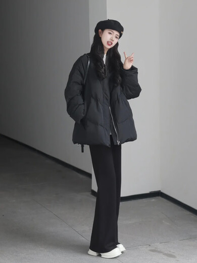 Ye Ling winter outfit women's suit plus size women's clothing for fat girls 200 Jin Jin equals 0.5 kg. High-end autumn and winter clothing with a complete set of high-end black cotton clothing single piece 3XL recommended 160-180 Jin Jin equals 0.5 kg