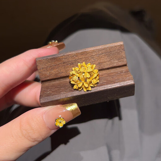 Sea Rover gold blooming flower tower ring for women new 999 solid gold engagement wedding ring birthday gift for girlfriend Gold blooming flower tower ring gold weight about 5.1g