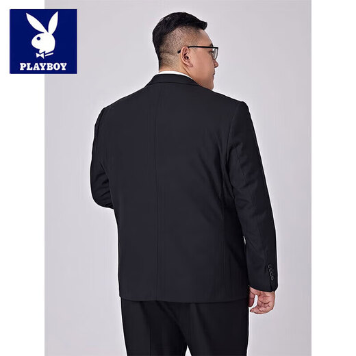 Playboy (PLAYBOY) large size suit suit men's jacket plus fat plus fat man formal dress groom wedding dress suit men's two-piece black (suit + trousers) + tie 6XL /200 Recommended 205-225Jin Jin is equal to 0.5 kg