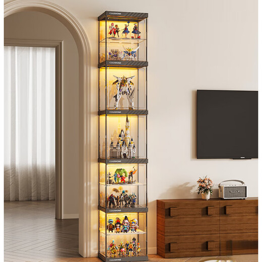 Fengxi figure display cabinet storage box suitable for Lego toys household building block model up to floor-standing transparent display shelf 40 high - layered 1 column 10 layers - white (building block storage cabinet)