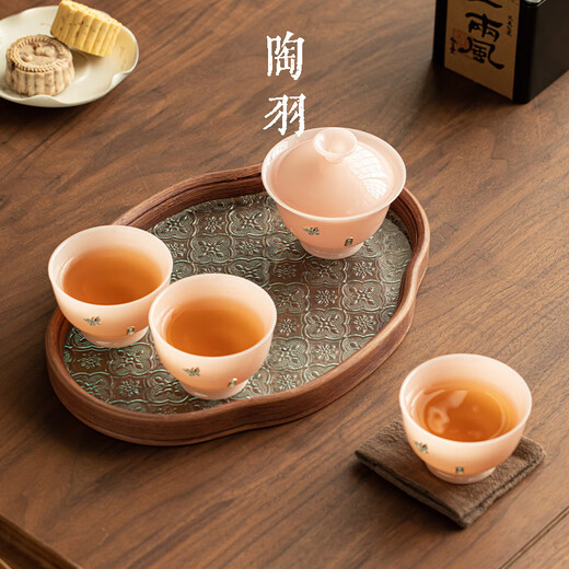 Tao Yu, raw jade, ice seed, jade porcelain, curium nails, tea bowl small set, home ceramics one bowl, two cups, Kung Fu tea set, raw jade, ice seed jade porcelain, curium nails, tea bowl small set