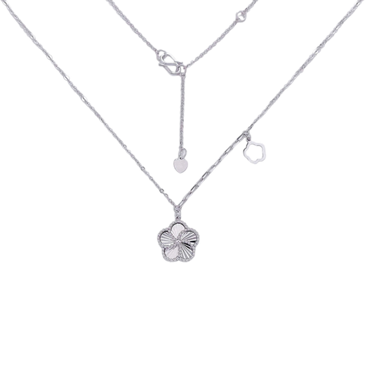Lao Fengxiang platinum hollow adjustable romantic flower-shaped peach blossom set chain platinum jewelry white gold about 5.21g