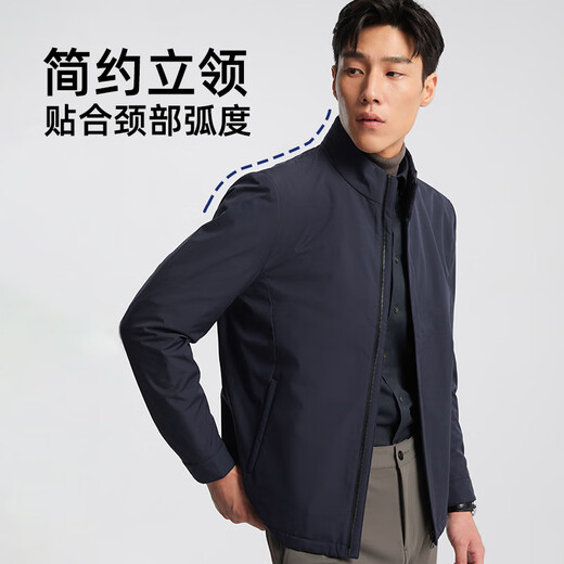 YOUNGOR 25 new velvet lining business commuter windproof short jacket for men, dark blue XL (180/100A)