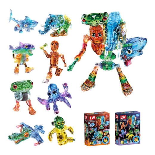 Shangmei Beibei foreign mountains and seas hand-made building blocks blind box toys children ai stick man assembly toys birthday gift 6-12 years old