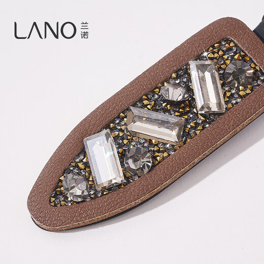 Lannuo full diamond hair clip for women 2025 new high-end side clip forehead bangs clip hair duckbill clip pair clip one-word clip coffee color
