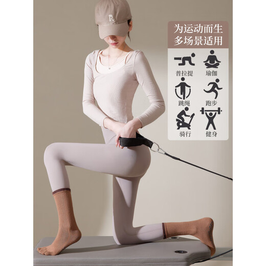 DFBK German five-finger yoga socks non-slip women's 2025 autumn and winter Pilates training indoor sports special split toe 1 pair light coffee one size fits all Gymnastics Zhang Jingyu endorses the yoga socks brand