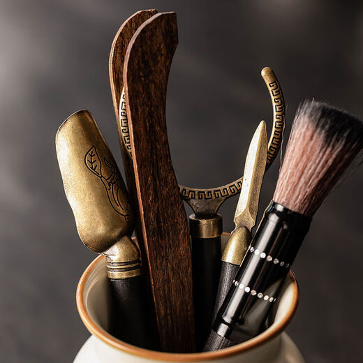 Nitu Ru Kiln Tea Ceremony Six Gentlemen Tea Clips Tea Pens Teaspoon Tea Knife Accessories Tea Supplies Six-piece Set Tools Ru Kiln Fuzhu Six Gentlemen