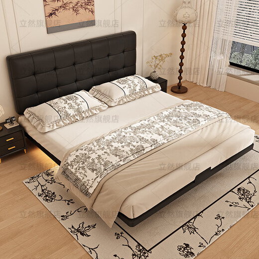 Liran suspended bed carbon steel frame bed wrought iron master bedroom simple new iron bed row frame double suspended bed wrought iron bed black soft bedside 1.8 meters * 2 meters