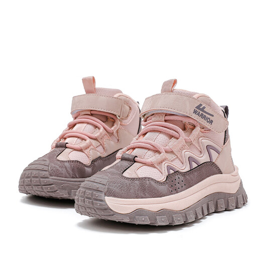 Pull back children's shoes plus velvet sports shoes winter style boys and girls warm cotton shoes WBNJS1979 pink purple 30