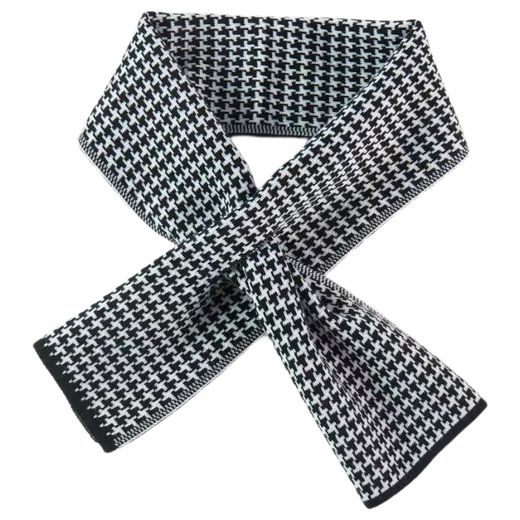Autumn and winter new style neck scarf, monochrome houndstooth scarf, casual warm knitted cross scarf, short men's and women's scarf, small houndstooth scarf, black