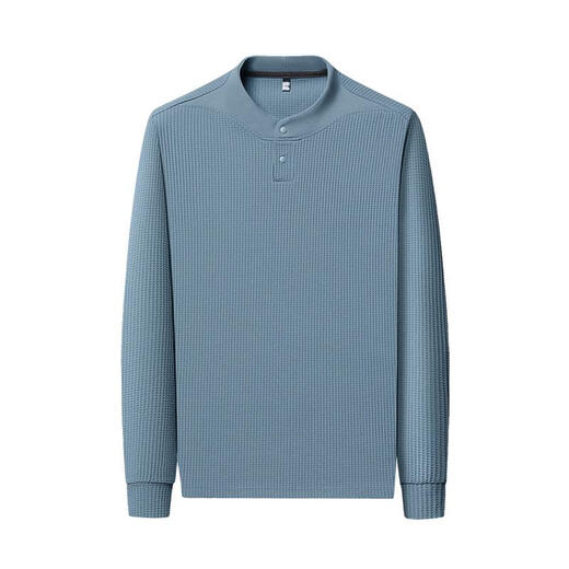 SEMALAM Meng Huihaowu's preferred round neck button top autumn and winter men's long-sleeved T-shirt Henry collar sweatshirt warm base layer G111-dark purple M recommended 100-120Jin Jin equals 0.5 kg