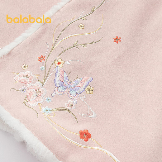 巴拉巴拉童装儿童外套女童冬装宝宝国风斗篷加绒保暖精致绣花时尚 红色调00366 90