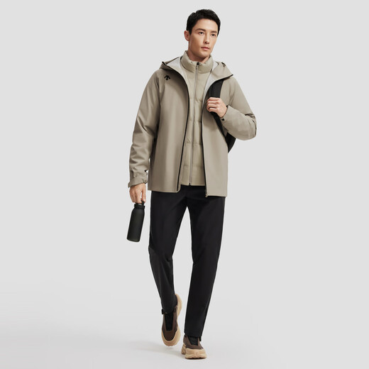 迪桑特（DESCENTE）迪桑特综训训练运动健身男士羽绒内胆三合一冲锋衣两件套 BR-棕色 L (175/96A)