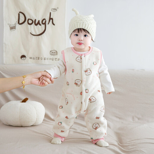 Baby overalls for baby girls, velvet winter one-piece autumn and winter early autumn style outer wear, double-sided warm velvet, coffee color, 90cm 18-24 months, weight 21-25Jin Jin is equal to 0.5 kg