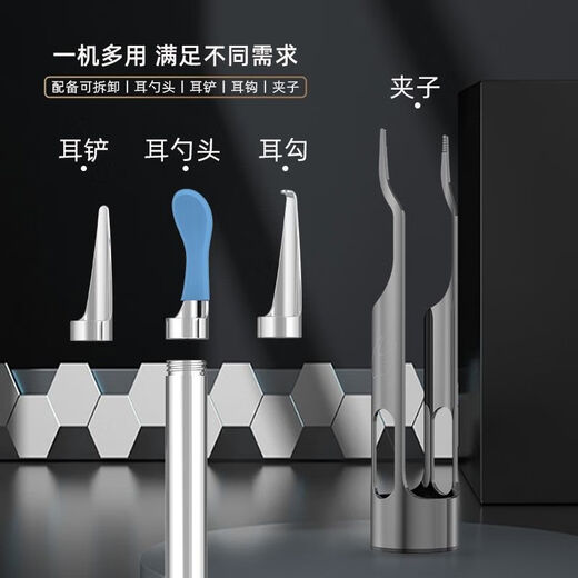 Shantou Lincun visible ear scoop with tweezers high-definition ear-picking artifact luminous buckle earwax children's ear cleaner clip FEI Feijie Shijia 10 million metal + waterproof - white style