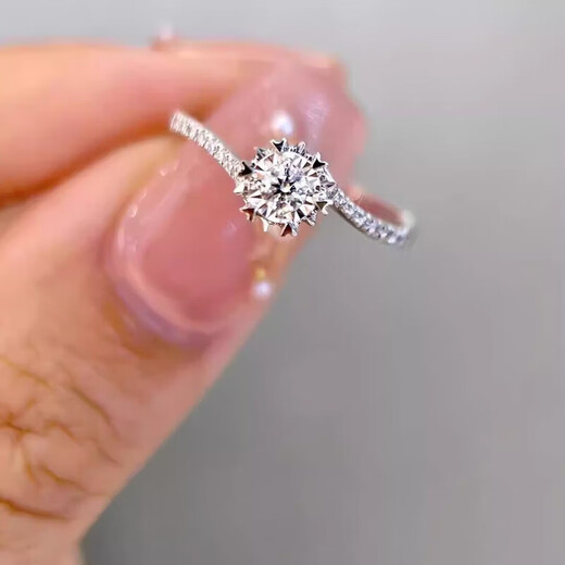 I Do platinum PT950 diamond ring micro-paved snowflake twist arm 1 carat cultivated diamond proposal engagement wedding ring for girlfriend micro-paved snowflake twist arm 50 points diamond size 10