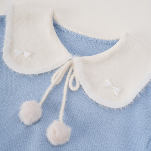 IEF/Aiyifu 2025 winter new Korean style sweet age-reducing girly style doll collar versatile woolen top blue one size