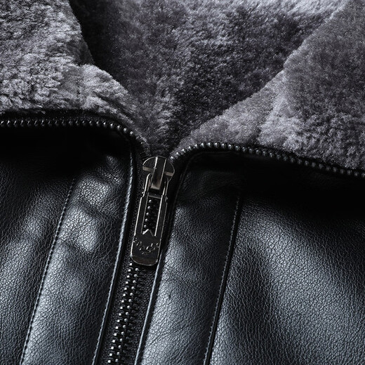 Dibinze large size winter men's velvet thickened lapel leather jacket middle-aged and elderly cold-proof and warm leather jacket black L