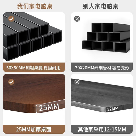Computer desk desktop home study table simple long desk bedroom writing e-sports table workbench modern desk wood grain color 80*40*75 desktop 25mm thick + steel pipe 40mm square