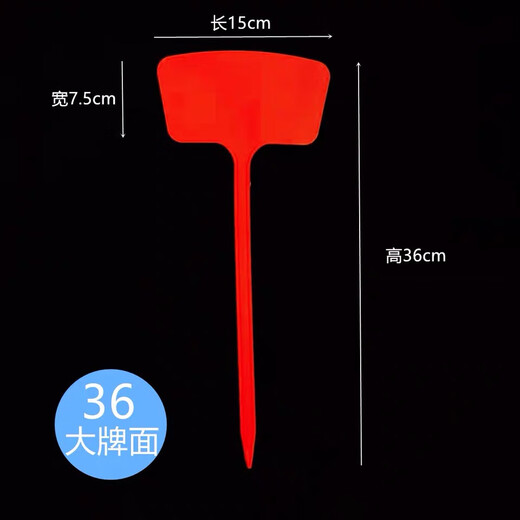 Plastic three-dimensional gardening ground insert succulent label plant identification plate large T label flower potted insert 27 cm fan-shaped (red) 20 pcs