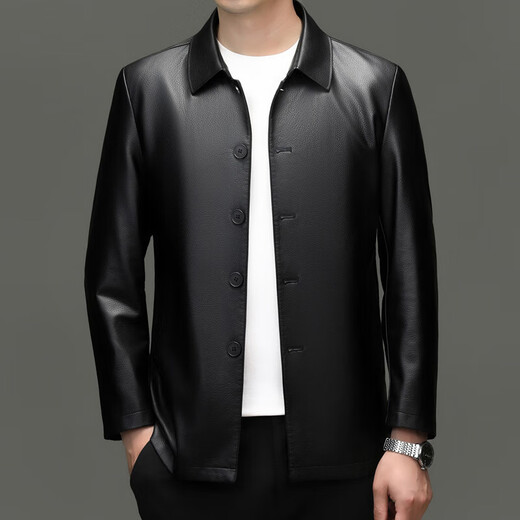 Goldlion Lapel Men's Leather Jacket 2025 Autumn and Winter New Versatile Dad Jacket Fashion Leisure Boutique Haining Leather Jacket Light Coffee 4XL 195