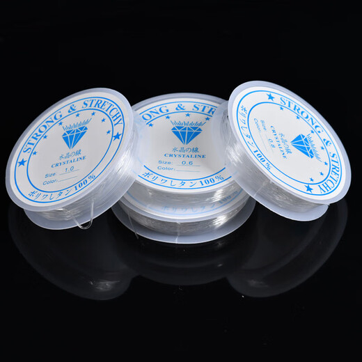 DIY handmade beaded rope elastic thread round transparent crystal thread wear-resistant beaded bracelet rope rubber band cultural toy thread 0.7mm transparent 1 roll 10 meters long