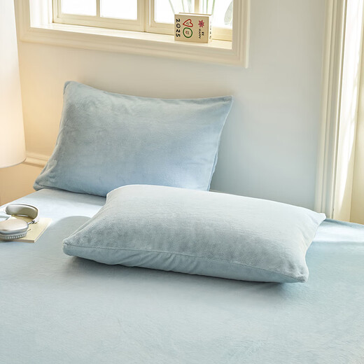 CARTELO thickened milk velvet sheet single piece plush bedspread coral velvet home dormitory warm sheet three-piece cover blanket MAX-baby blue 230*250cm single sheet