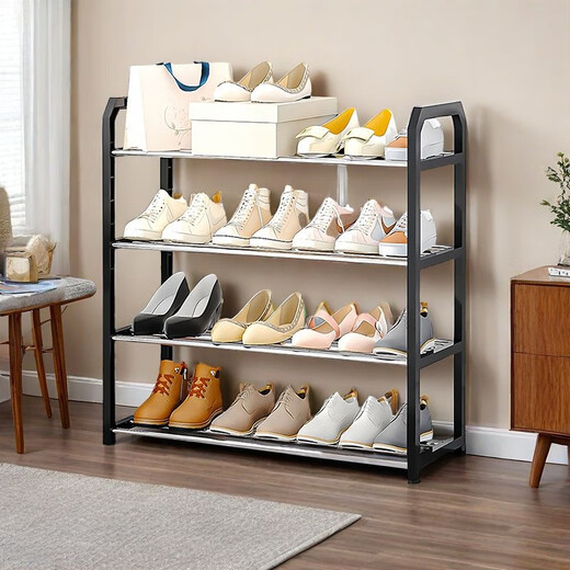 Carlo Elf shoe rack entry home door dormitory indoor multi-layer storage rental house simple shoe rack black 4 layers 56cm