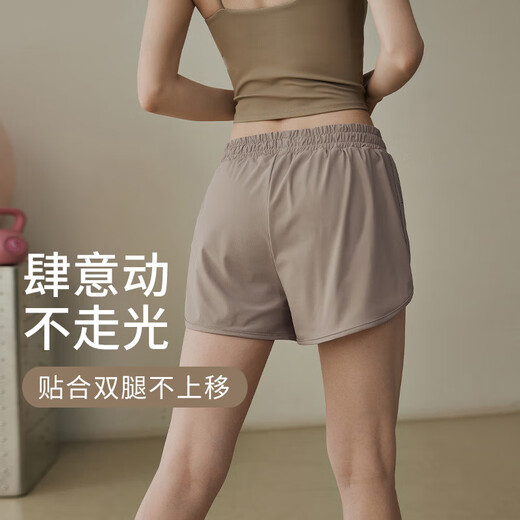 Women's summer sports shorts, loose running outer wear, anti-exposure fitness clothing set, Pilates training yoga pants, Haiyan Gray M