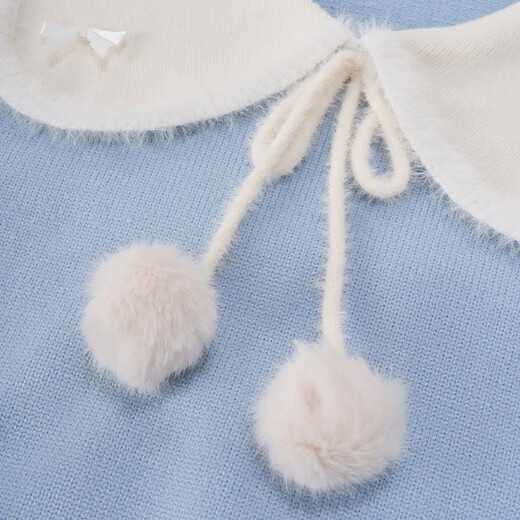 IEF/Aiyifu 2025 winter new Korean style sweet age-reducing girly style doll collar versatile woolen top blue one size
