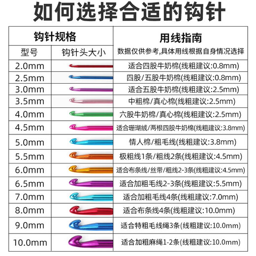Colorful aluminum oxide crochet hooks, high-end metal crochet hooks, handmade DIY knitting tools, a complete set of wool thick crochet hooks, 4.0mm 1 piece