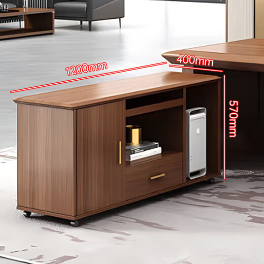 NAIGAO new Chinese style boss desk solid wood veneer executive desk ebony wood veneer painted desk including cabinet 1.6 meters