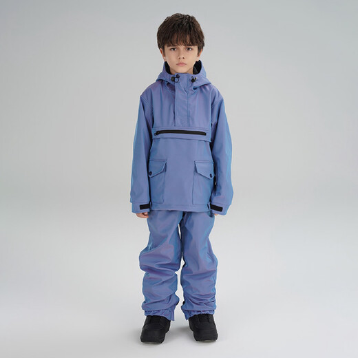 Xueyipai children's ski wear double-board snowboard pants for boys and girls windproof and waterproof mid-to-large roland purple-B one size fits all 110