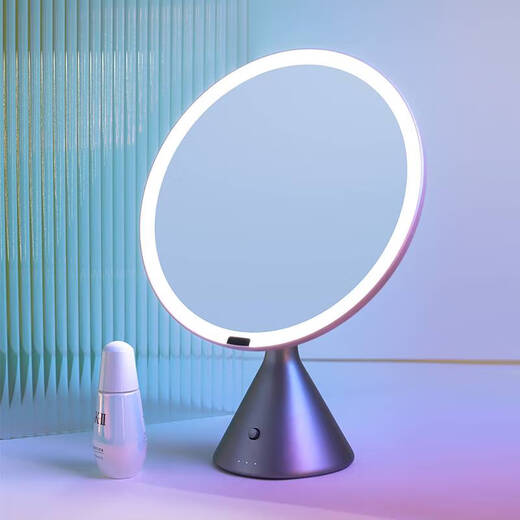 YEKA large round mirror desktop with light smart high-definition makeup mirror beauty supplement light rechargeable desktop makeup mirror space powder three sets of LED light sources stepless dimming