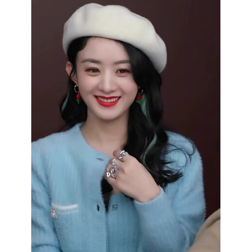 Maichaoshang beret for women spring and autumn 2025 new Korean fashion versatile milk white beret for women autumn and winter warm wool M (56-58cm)/black M (56-58cm)