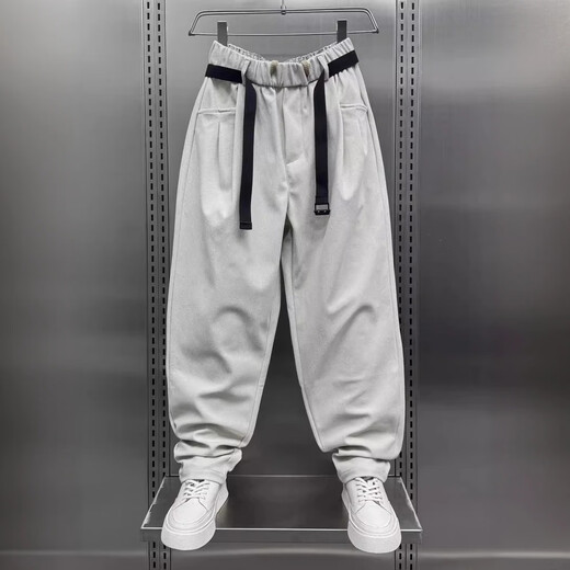 Kuraishi Kazuki trendy brand casual pants men's autumn and winter 2025 new loose casual harem pants handsome plus velvet sports pants brown XL