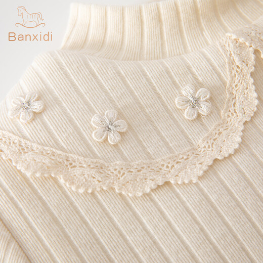 Banxidi girls long-sleeved T-shirt winter new style velvet quilted baby clothes autumn and winter children's clothing tops children's bottoming shirt pink 100