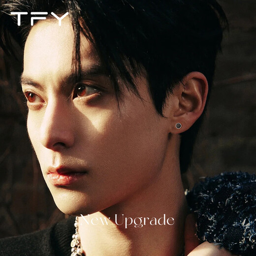 TFY medical titanium steel earrings for men, trendy, high-end, handsome, black, round, hypoallergenic, ear piercing, screw-buckle earrings, 5mm titanium steel earrings, one pair