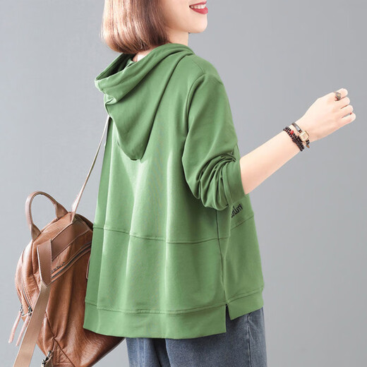 Qiuze CHIUTSE Shandong Jimo Sweater Women's Early Autumn Hooded Sweater Women's 2025 Winter New Large L Size Women's Clothing Long Women's Clothes Green (Collect and shop. Prioritize delivery) M_Recommended 80-100Jin Jin is equal to 0.5 kg