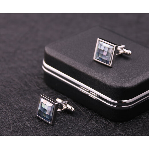 Lieshang French cufflinks for men's shirts, business formal wear, metal cuff nails, dress shirt sleeve nails, gift box shell cufflinks, deep sea abalone shell cufflinks_blue