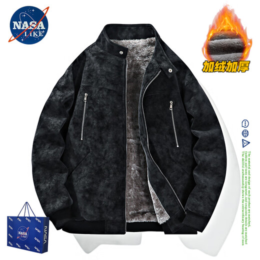 NASALIKE official leather jacket men's autumn and winter American lapel leather jacket men's large size warm velvet jacket handsome motorcycle suit N98 brown velvet XL (168-175cm 130-150Jin Jin equals 0.5 kg)