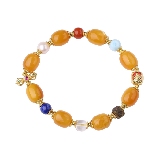 Potala Palace Beeswax Sichuan Material Southern Red Pearl Multi-treasure Bracelet Men's and Women's White Crystal Transfer Bead Bracelet as a birthday gift for your girlfriend