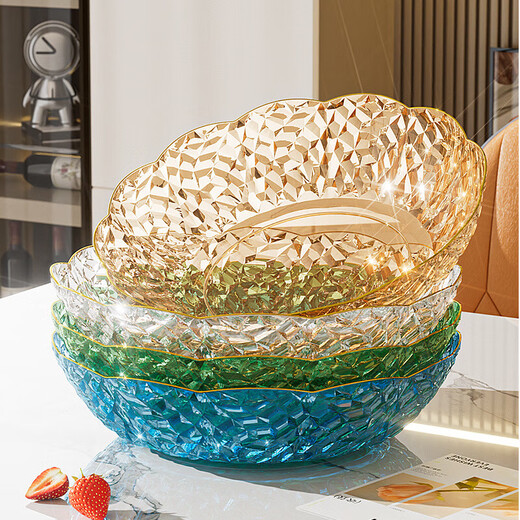 Internet celebrity fruit plate light luxury flower shape transparent Chinese plate home living room coffee table candy snack plate snack plate fruit bowl white large size